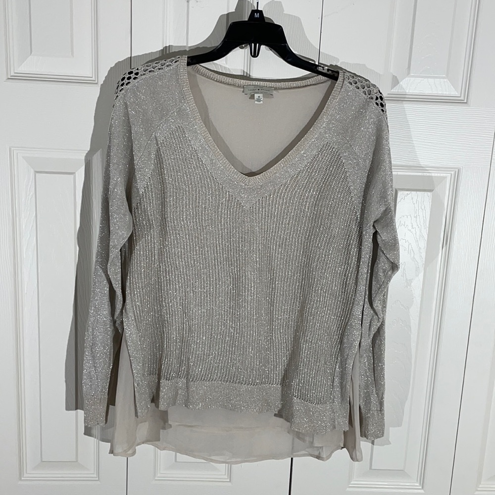 Lucky brand shimmery silver sweater
